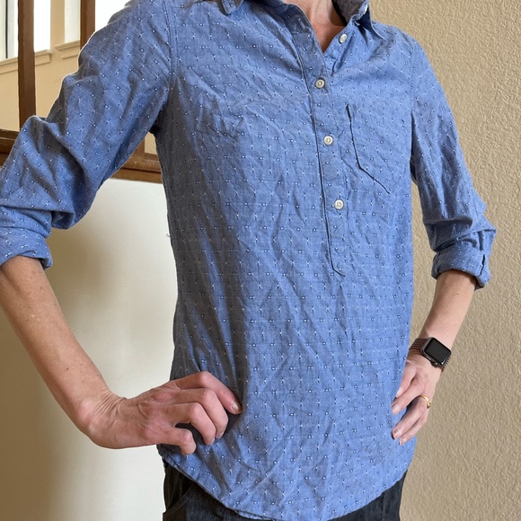 Merona | Women's Swiss dot button front long sleeve shirt - Picture 3 of 11